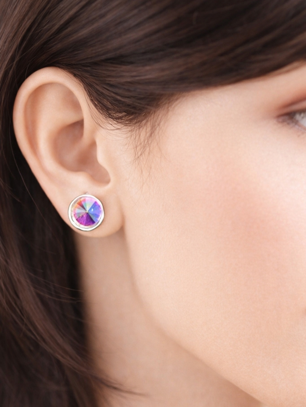 Colorful Sparkling Crystal Stone 0.5-inch Stud Earrings - Women Jewelry